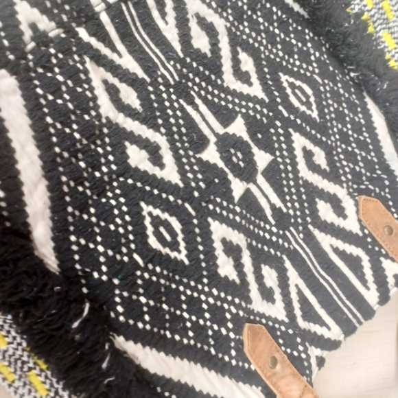 Anthro Jack and Dakota Black White Fringe Boho Purse Bag - Picture 4 of 10